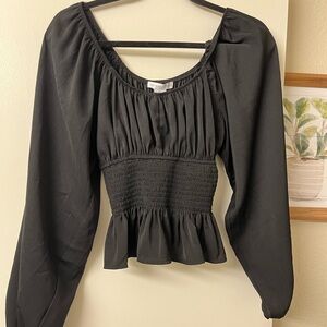 Sincerely Jules Black Smocked Peplum Blouse